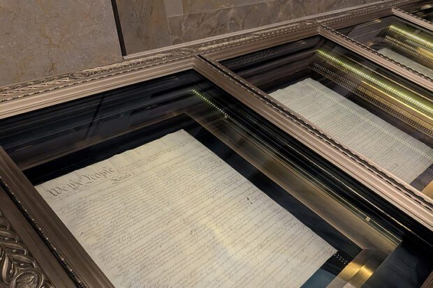 The U.S. Constitution displayed in the Rotunda of the National Archives in Washington, D.C. Photo courtesy of The Commons