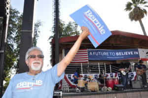 Supporter at Bernie Sanders rally. Image by Howard Watkins.