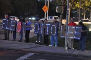This was the Light Brigade’s first appearance in Fresno. The group came out to support Congressional candidate Otto Lee in the November 2012 election. Photo by Howard Watkins 