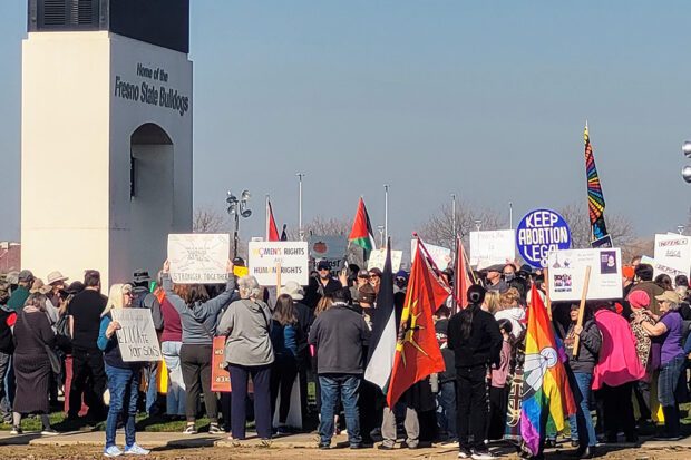Hundreds gather at Save Mart Center on Jan. 18 for the People’s March. Photo by Bob McCloskey