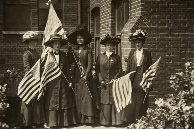 There was a long struggle for women to get the right to vote. In this image, American suffragists in 1911. Photo courtesy of The Commons