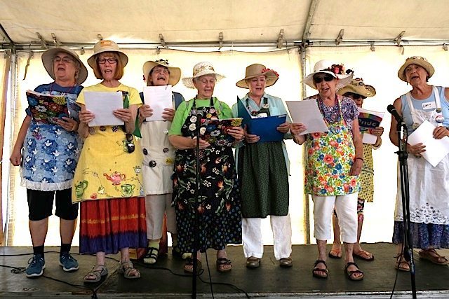 Raging Grannies open Pride Festival entertainment with "Transgender Bathroom" 