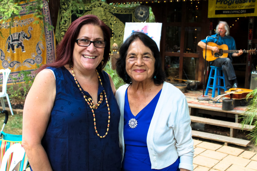 Wolk Garden. Image by Howard Watkins. Upper Right Image: Outgoing Peace Fresno President Teresa Castillo with Dolores Huerta. Image by Richard Iyall.