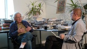 Andre, author of Exposing Lies of the Empire, sitting down with Noam Chomsky, linguist, author, social justice activist and anarcho-syndicalist advocate.