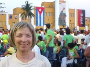 On July 26, 1953, Fidel Castro led an attack on the Moncada army barracks in Santiago de Cuba to start the Cuban Revolution. The 60th anniversary celebration invited the Pastors for Peace Caravan, including local participants Gerry Bill, Sue Kern, Tonatzin Risco and Leni V. Reeves (in photo above). Photo by Ninaj Raoul