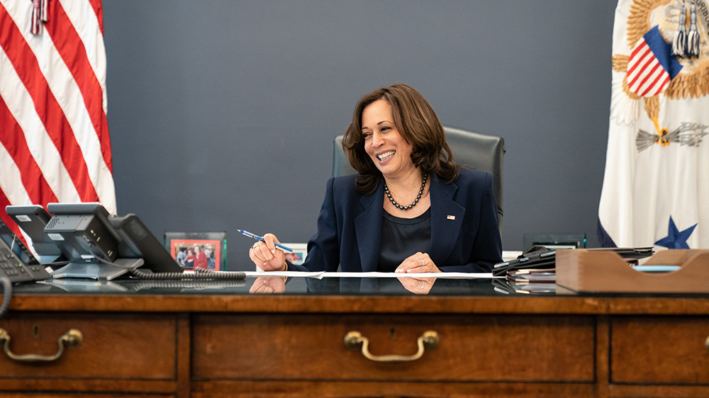 Vice President Kamala Harris during a conference call on Feb. 1, 2021. Photo courtesy of The Commons