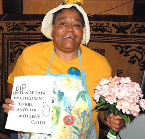 Lynn Graham with the Fresno Raging Grannies. She was a founding member. Photo by Pat Wolk