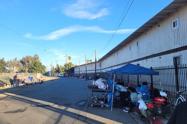 Soon to be dismantled and the occupants arrested—reality in Fresno. Photo by Bob McCloskey 