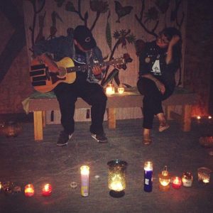 Sam and Emelia play outside at Woodward Park without their drummer. Photo by Jemimah Barba