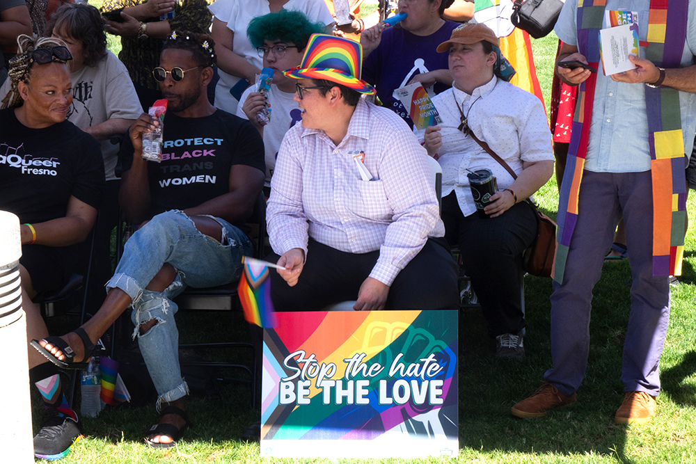 Part of the audience at the Stop the Hate event in front of Fresno City Hall. Photo by Eduardo Stanley