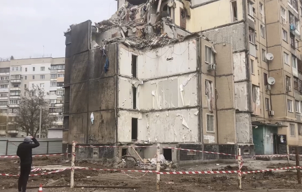 This residential building was destroyed on March 2. Photo by Zarina Zabrisky
