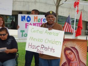 Here is the author at a rally held July 7 in front of Fresno City Hall in response to the inhumane treatment of the recent influx of immigrant children from Central and South America. Photo by Ernesto Saavedra