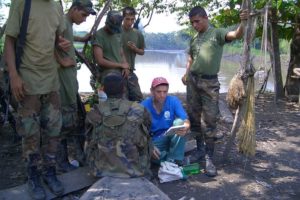 Here is Jim Fitz talking to Colombian soldiers. His message is “for 50 years now you have been trying to solve the conflict here in Colombia with a gun, can’t you see it doesn’t work, that violence just brings more deaths and suffering everyday?” Interestingly, the soldiers often respond, “Yes, that sure is true, isn’t it?” (The same could or should be said to our U.S. government.)